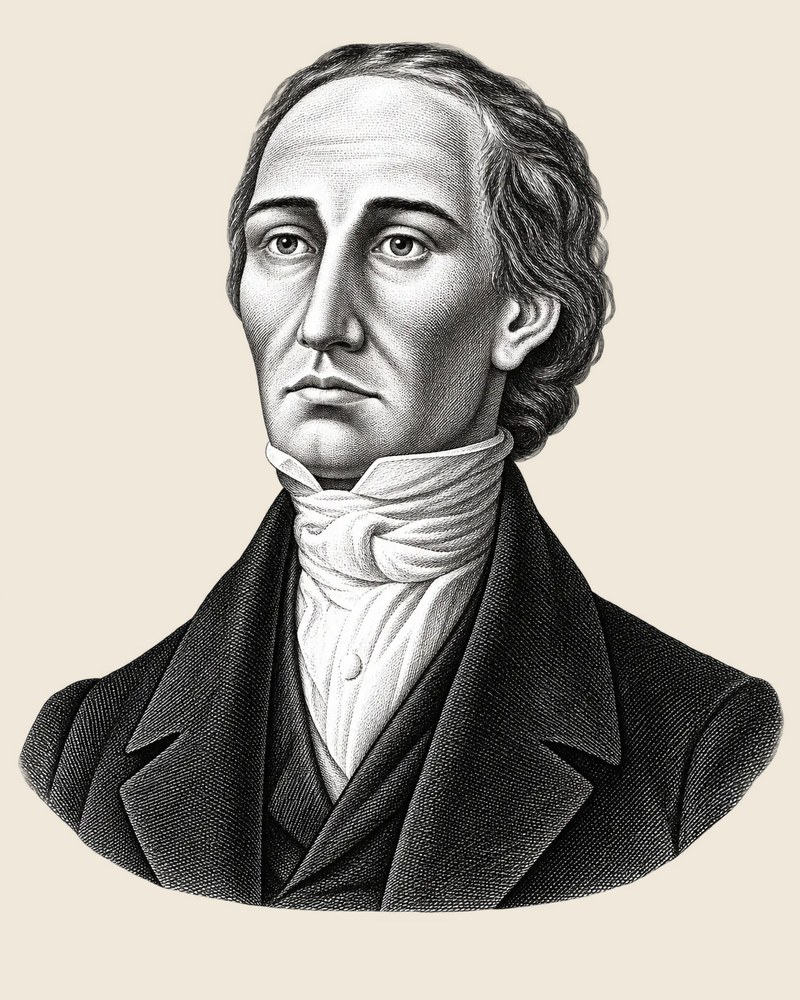 Retrato a tinta de Isidoro de Antillón, con casaca oscura y corbatín de la época
